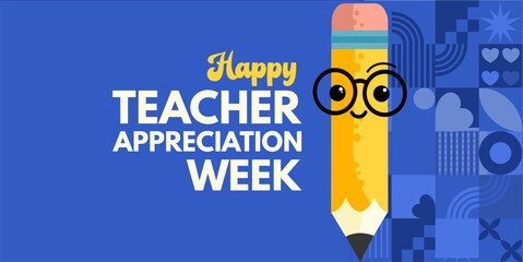Teacher appreciation week banner, poster, illustation	