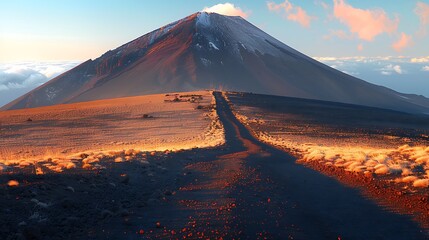 View of Volcano craters from Mauna Kea Mountain summit at sunset, Big Island, Hawaii AI generated
