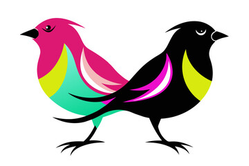  silhouette color image, Evie  bird ,vector illustration,white background 
