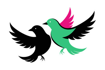 silhouette color image, Evie  bird ,vector illustration,white background 