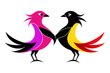  silhouette color image, Evie  bird ,vector illustration,white background 