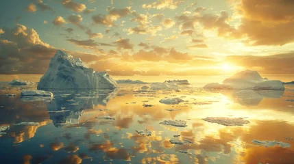 Schilderijen op glas Massive Iceberg Floating on Water © BrandwayArt