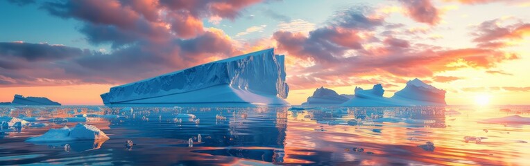 Massive Iceberg Drifting on Water