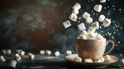 Sierkussen cup of coffee with marshmallows toping © Naila