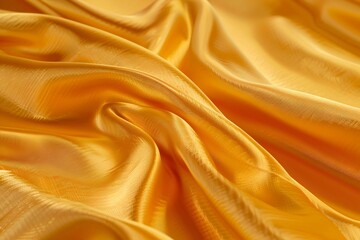Obraz premium Golden Fabric Texture Background, Luxurious Silk Cloth, Smooth Material, Shiny Textile, Yellow Satin Drapery,