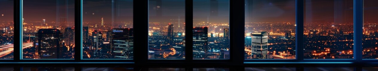 Night View of City Through Window