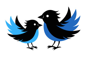  silhouette color image,Bluebell bird ,vector illustration,white background 