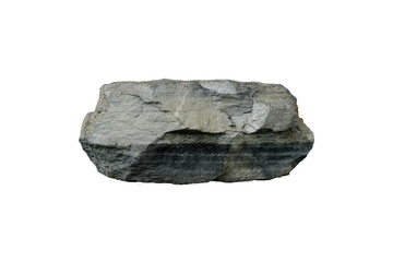 Raw shale rock specimen isolated on white background.