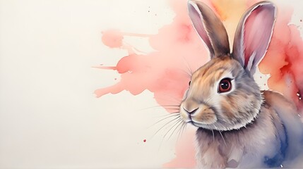 Water color rabbit with copy space