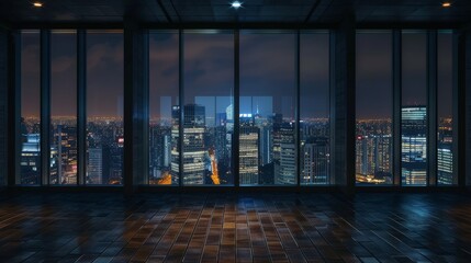 Room With a Night Cityscape View