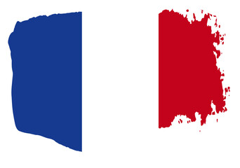 France flag with palette knife paint brush strokes grunge texture design. Grunge brush stroke effect - obrazy, fototapety, plakaty