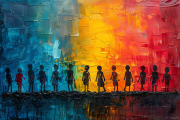 Artistic representations of children receiving legal aid and advocacy support to navigate the justice system and seek redress for violations of their rights.