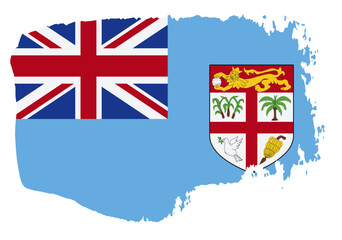 Fiji flag with palette knife paint brush strokes grunge texture design. Grunge brush stroke effect