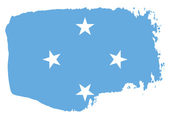 Federal States of Micronesia flag with palette knife paint brush strokes grunge texture design. Grunge brush stroke effect - obrazy, fototapety, plakaty