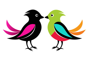  silhouette color image,Chirpy bird ,vector illustration,white background