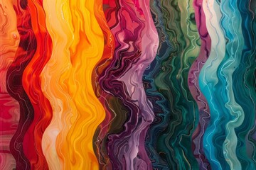 A vertical acrylic sheet with a rainbow gradient from light to dark colors Generative AI