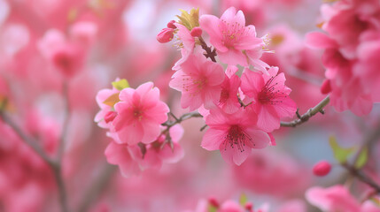 Zbliżenie na kwiaty różowej wiśni