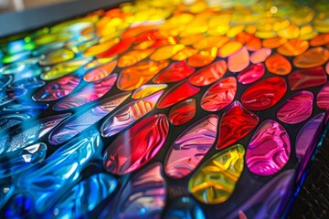 A colorful, acrylic sheet with stunning rainbow color and patterns, showcasing vibrant hues Generative AI