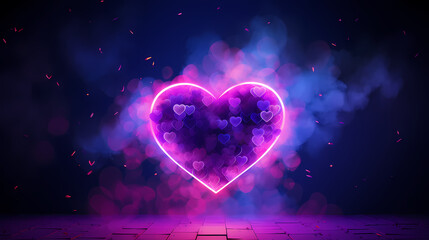 Neon heart background, abstract valentines day concept - obrazy, fototapety, plakaty