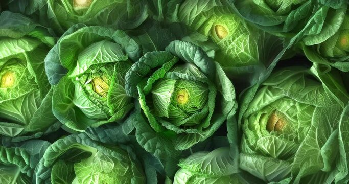 Cabbages top shot close up pattern texture background for design, healthy colorful fresh natural and organic, dezoom rotation