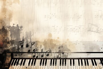 A musical theme with piano keys creating a border around the text. - obrazy, fototapety, plakaty