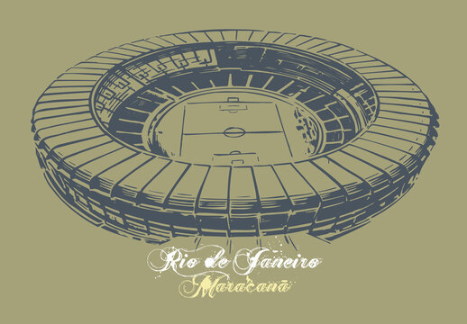 Vector illustration of Maracanã stadium in Rio de Janeiro, Brazil, in the year 2013.