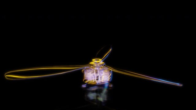 Rendering 3D animation, VISUAL EFFECTS Brushless motor FPV Model on a black background