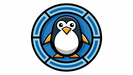 a-picture-of--a-penguin-icon-in-circle-logo vector illustration 