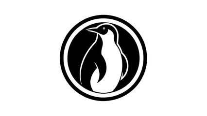 a-picture-of--a-penguin-icon-in-circle-logo vector illustration 