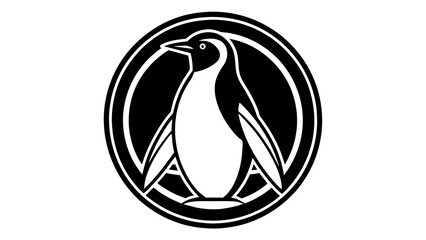 a-picture-of--a-penguin-icon-in-circle-logo vector illustration 