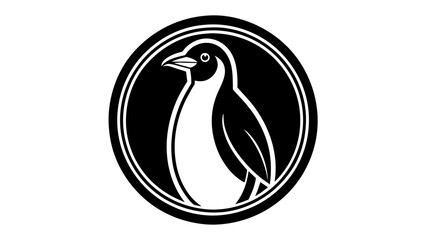 a-picture-of--a-penguin-icon-in-circle-logo vector illustration 