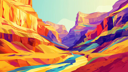 Modern flat illustration of Utah canyons