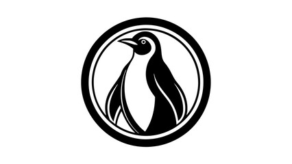 a-picture-of--a-penguin-icon-in-circle-logo vector illustration 