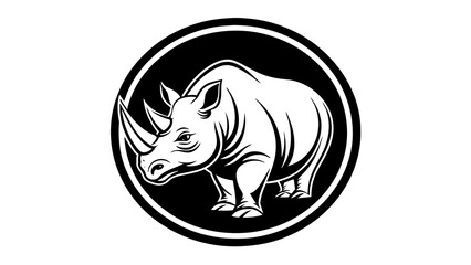 a-rhinoceros-icon-in-circle-logo vector illustration 