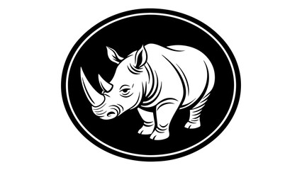 a-rhinoceros-icon-in-circle-logo vector illustration 