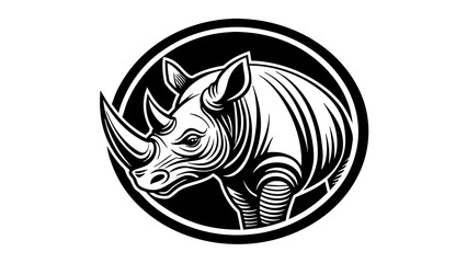 a-rhinoceros-icon-in-circle-logo vector illustration 