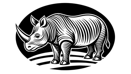 a-rhinoceros-icon-in-circle-logo vector illustration 