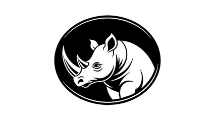a-rhinoceros-icon-in-circle-logo vector illustration 