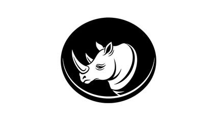 a-rhinoceros-icon-in-circle-logo vector illustration 