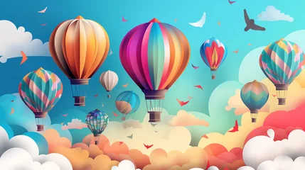 Keuken foto achterwand Luchtballon Bright, modern illustration of hot air baloons