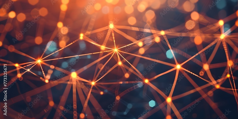 Poster abstract representation of interconnected nodes in a learning process depicted in a technologythemed