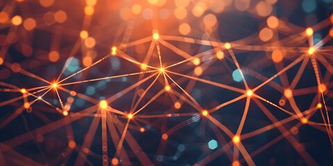 Abstract representation of interconnected nodes in a learning process depicted in a technologythemed background. Concept Learning Process, Technology Theme, Interconnected Nodes