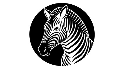 a-picture-of--a-zebra-icon-in-circle-logo vector illustration