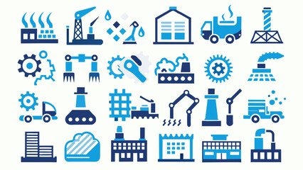 factory-icon-set--containing-industry--production vector illustration