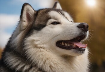 Siberian husky dog closeup portrait