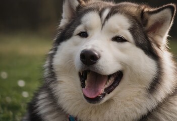 Siberian husky dog closeup portrait