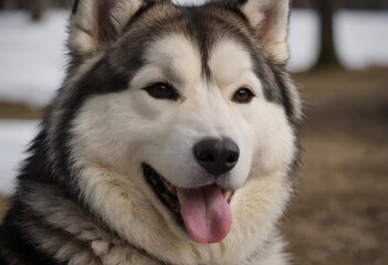 Siberian husky dog closeup portrait