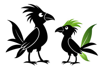  silhouette color image,Coco bird ,vector illustration,white background