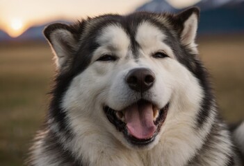 Siberian husky dog closeup portrait