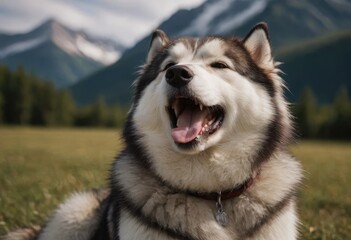 Siberian husky dog closeup portrait